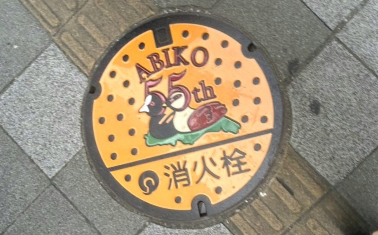 我孫子市市制施行５５周年記念デザインのマンホール蓋