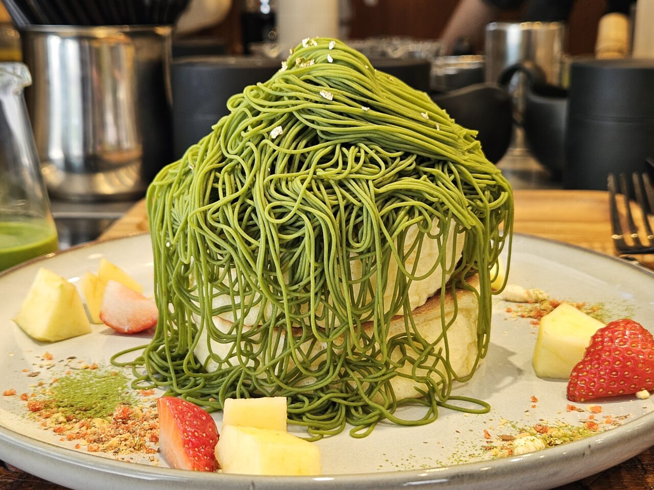 2段にリニューアルした抹茶パンケーキ