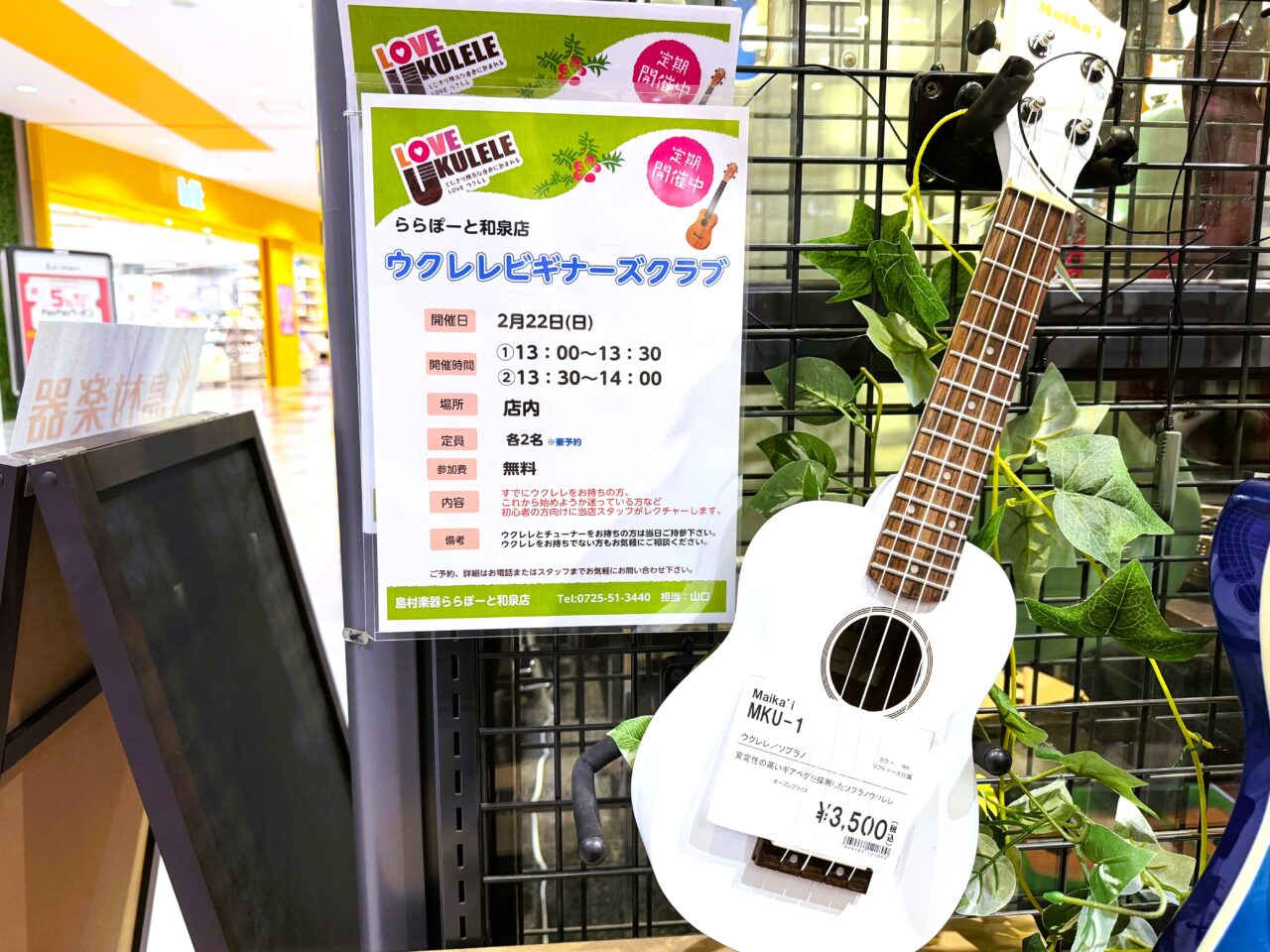 島村楽器ららぽーと和泉店　 店頭ウクレレコーナー