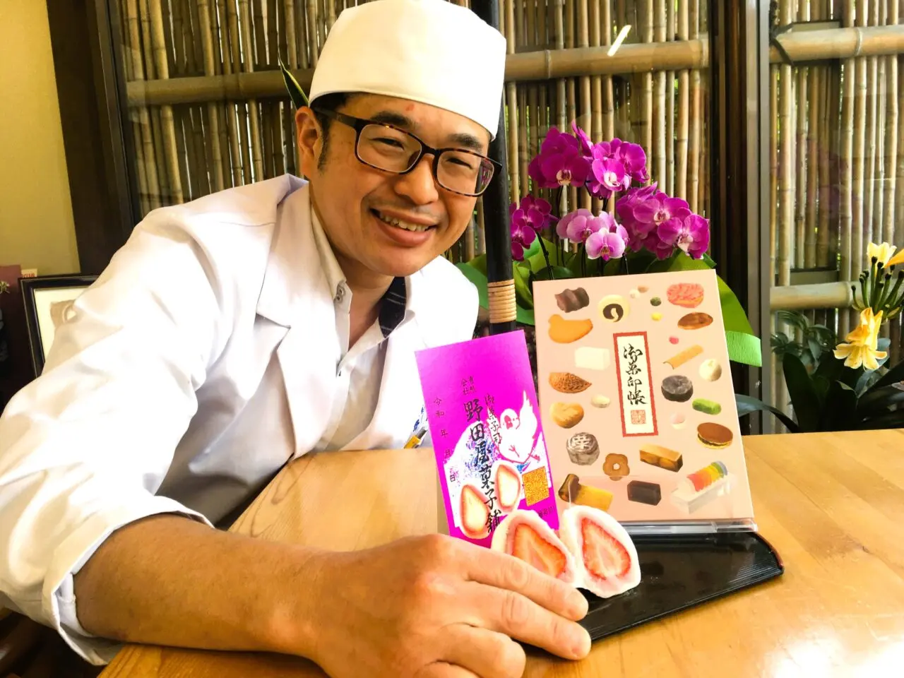 野田屋菓子舗の取材の様子