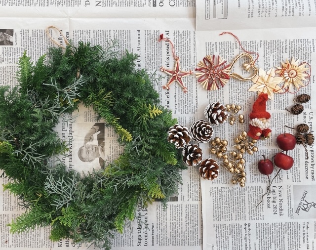 クリスマスリース手作り　イメージ２