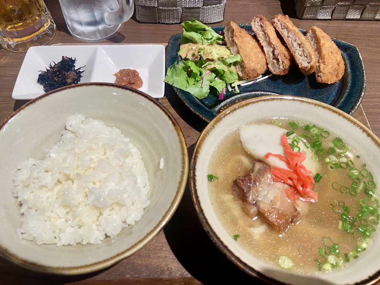 あぐー豚メンチアンド沖縄そば定食