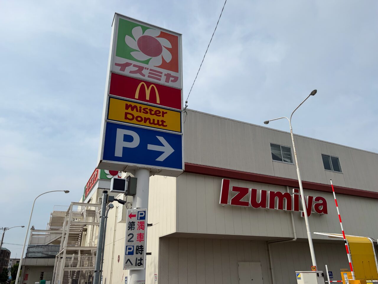 イズミヤ長岡店の看板と店舗の建物