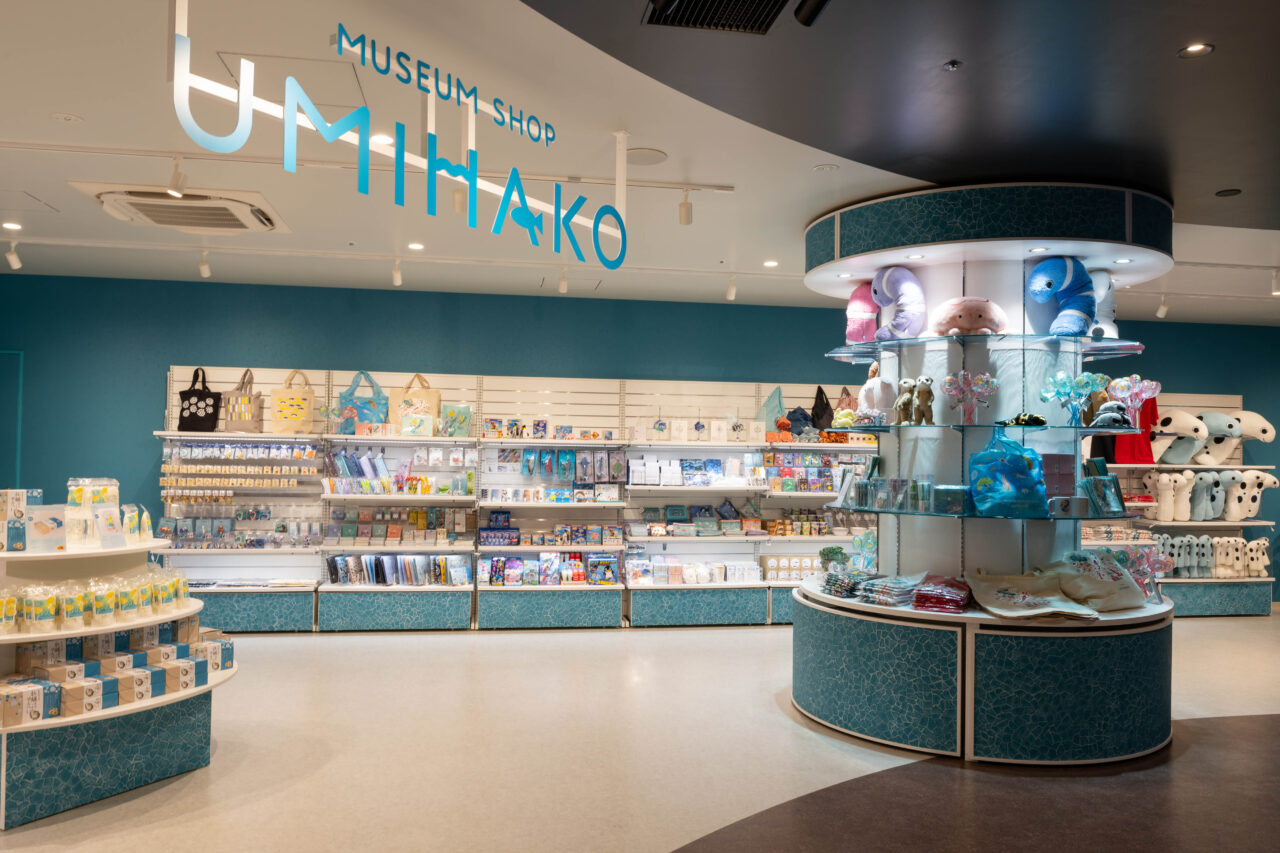 水族館の世界観を感じる「MUSEUM SHOP UMIHAKO」の売り場
