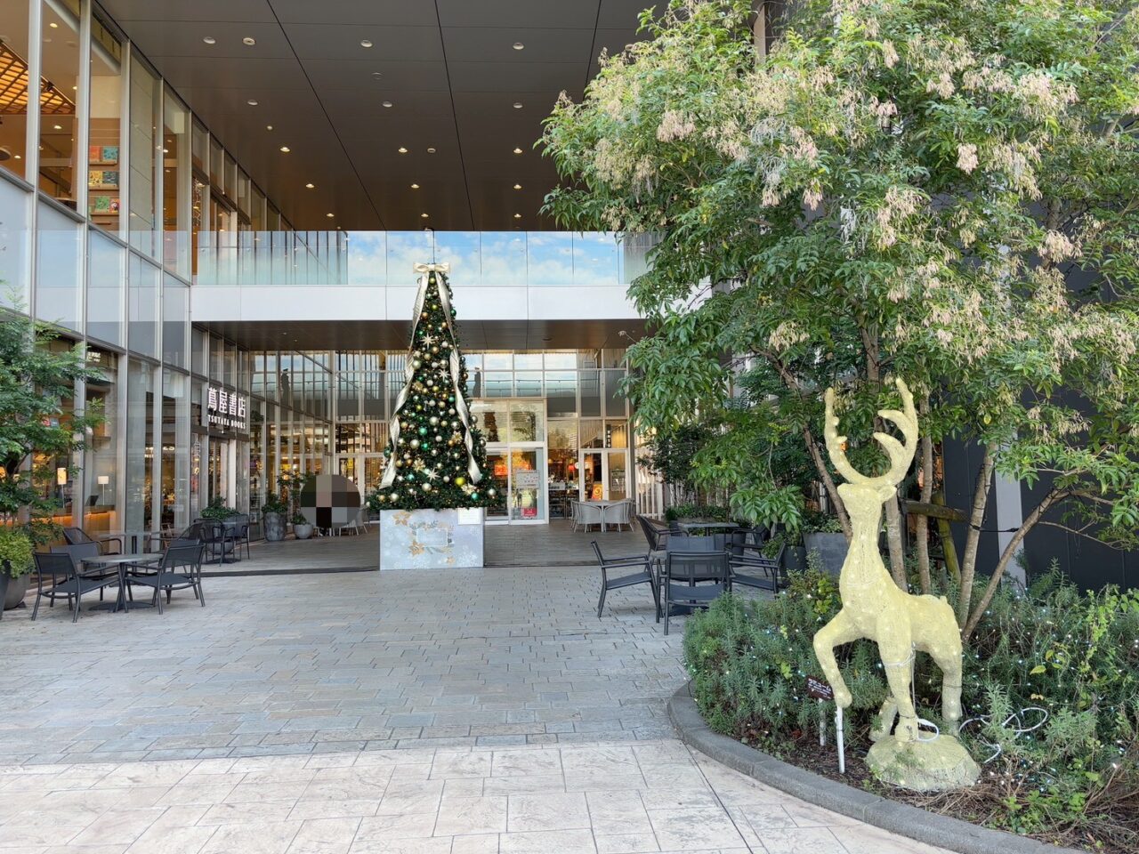 レクトに登場したトナカイ型のイルミネーション。夜に美しく光り、写真撮影にも人気。