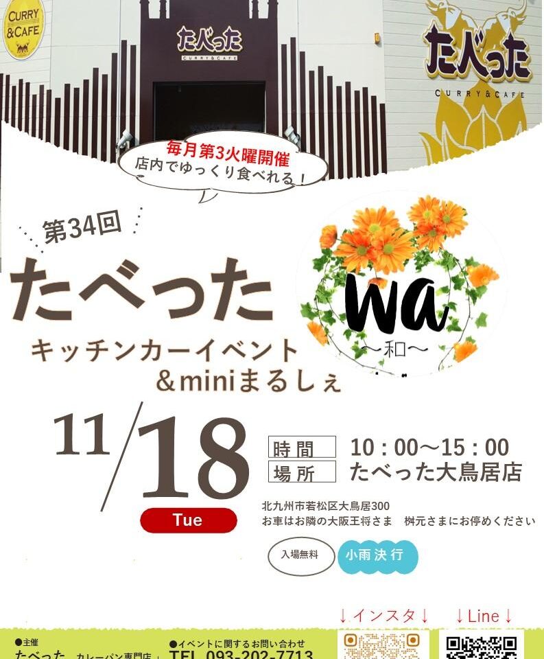 2025年に若松区で「第34回たべった キッチンカーイベント＆miniまるしぇ wa～和～」が開催
