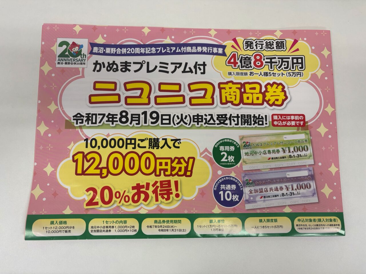かぬまプレミアム付 ニコニコ商品券
