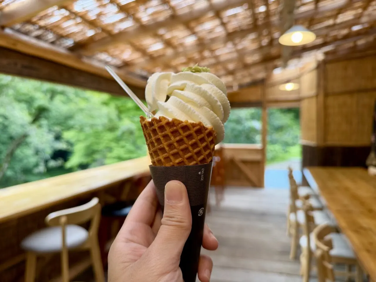 独鈷沢わさび園わさびソフトクリーム