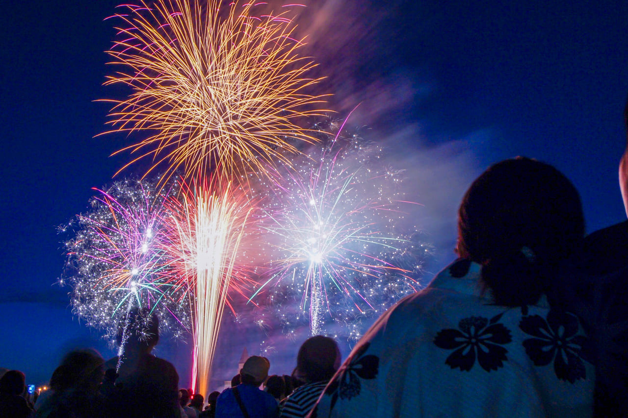 道新納涼花火大会、花火画像