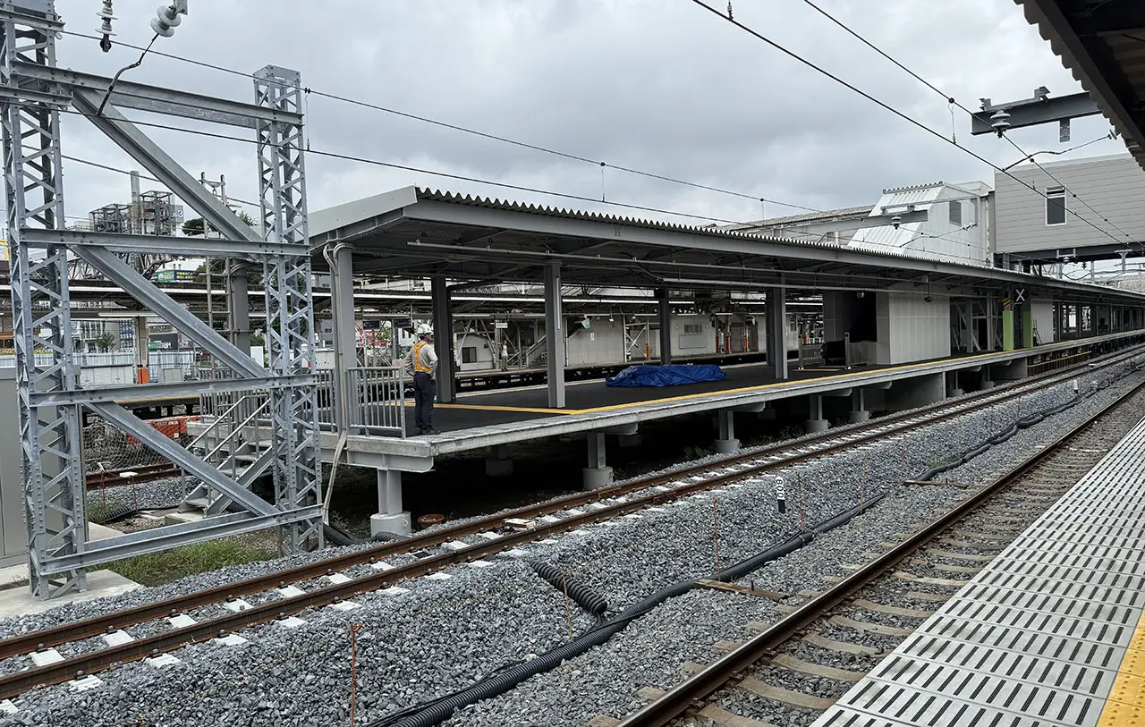 春日部駅 東武スカイツリーライン新下りホームへの切り替え