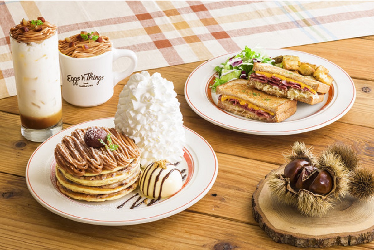 所沢市 Eggs N Thingsの9月限定メニュー 2つの味から選べるモンブランパンケーキが登場しています 号外net 所沢市