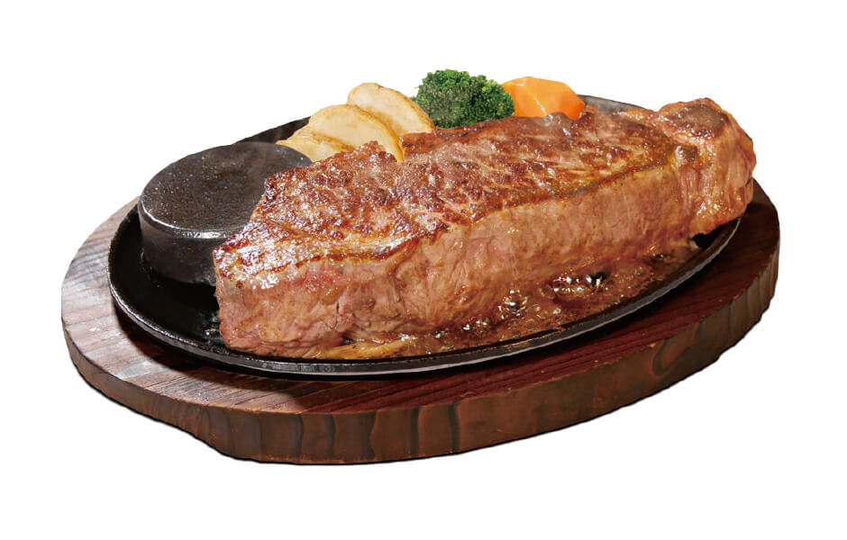 ステーキのあさくまで提供されるサーロインステーキの盛り付けイメージ