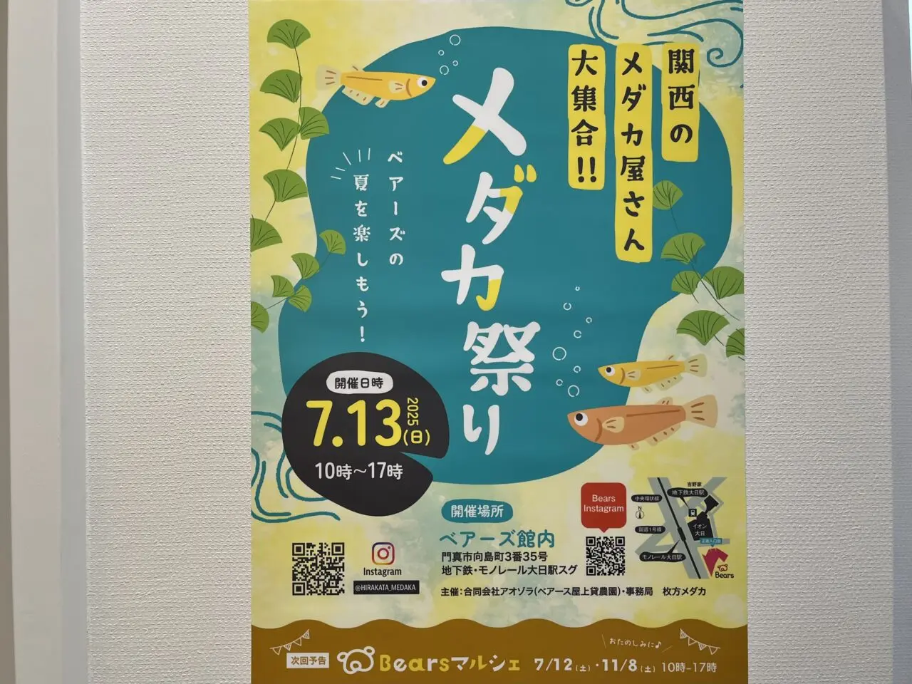 ベアーズ大日のメダカ祭りのチラシ
