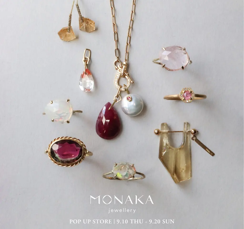 トゥモローランド吉祥寺店で開催されるMONAKA jewelleryポップアップストアの告知ビジュアル