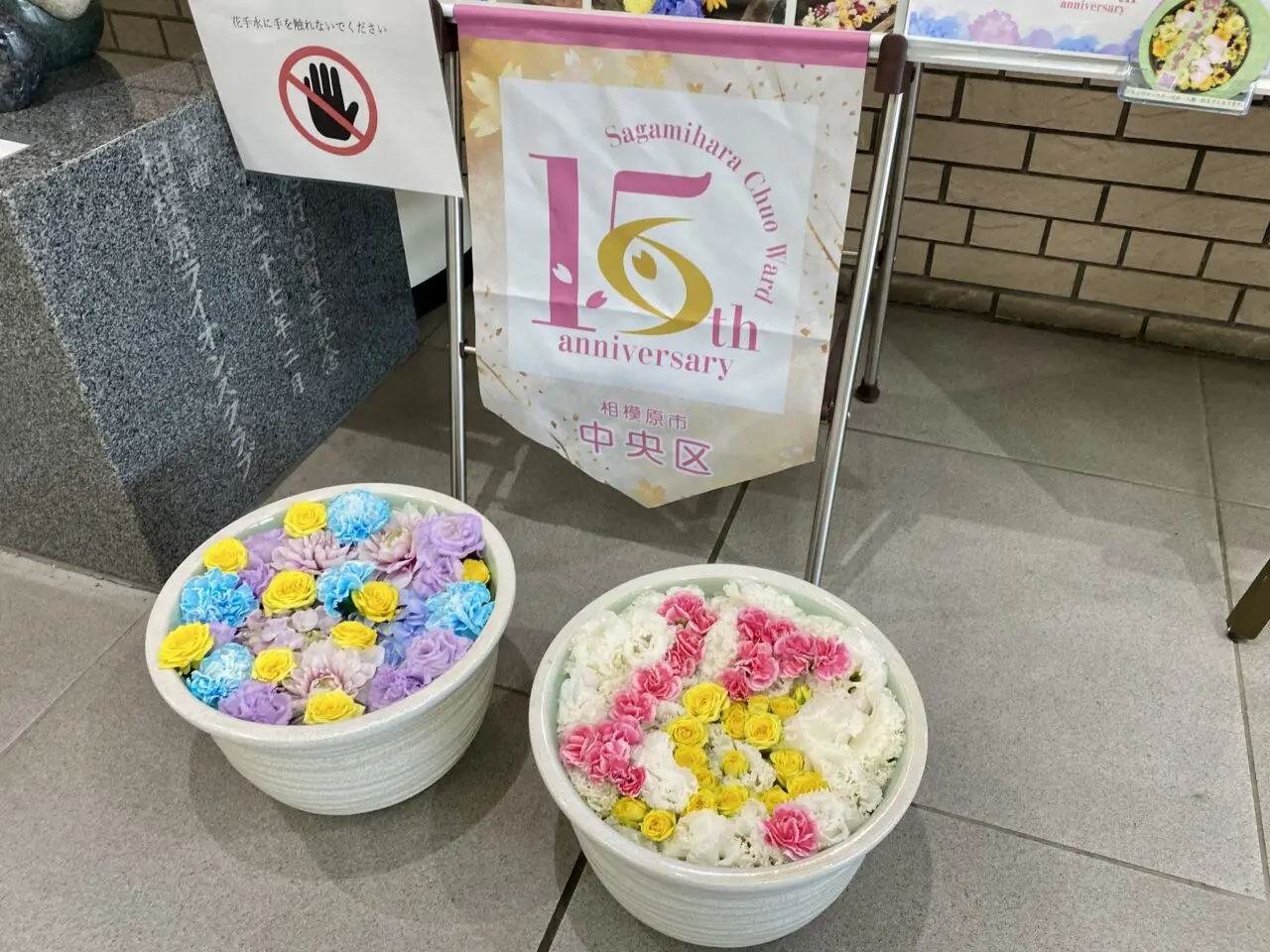 【相模原市中央区】今年2025年の「あじさい×中央区花手水」もうご覧になりましたか？中央区誕生15周年記念ロゴマークの花手水も。6/27(金)まで