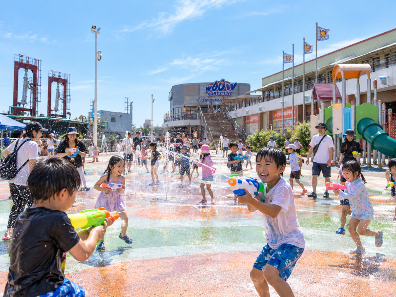 【神戸市東灘区】まだまだ水遊び♪ サンシャインワーフ神戸で「びしょぬれ大作戦＆縁日」9月20・21日開催！ 参加無料